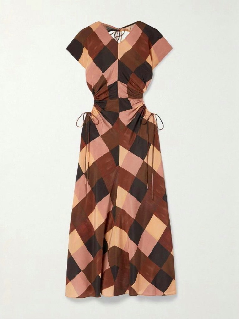 A.L.C. Amira Cutout Ruched Colorblock Silk Dress - Size 2